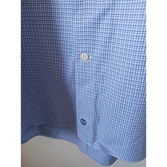 David Donahue Mens Dress Plaid Shirt Long Sleeve Button Up Blue Size 16.5 34/35 - Picture 4 of 9